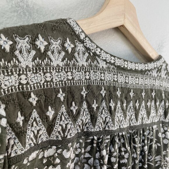 Lucky Brand Womens Plus 1X Floral Embroidered Blouse Boho Long Sleeve Shirt Top - Picture 10 of 10